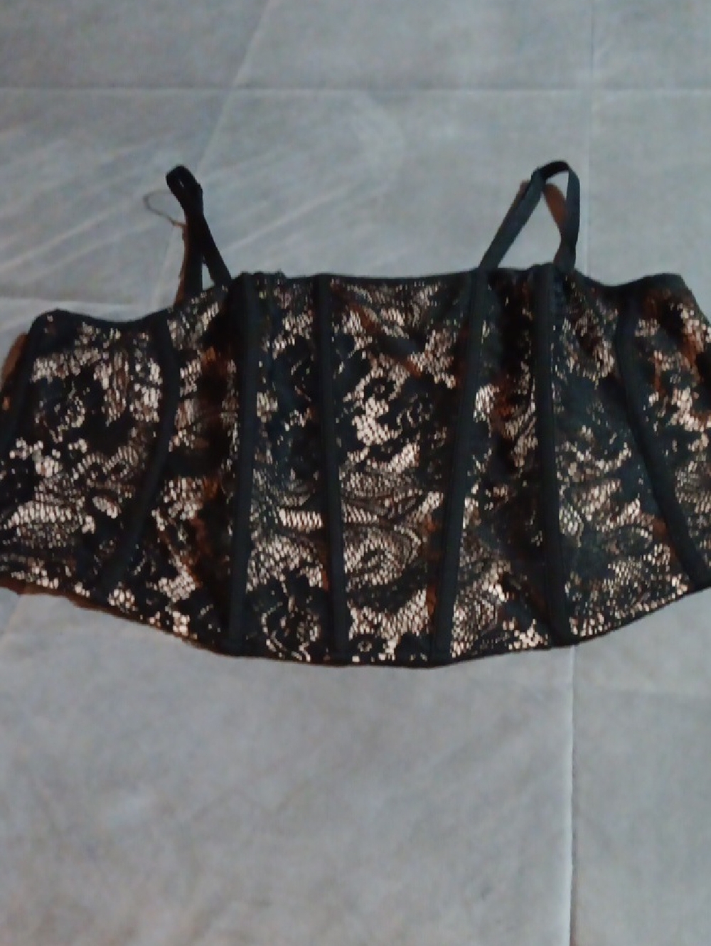 torrid Black Lace Bustier with Nude Underlay